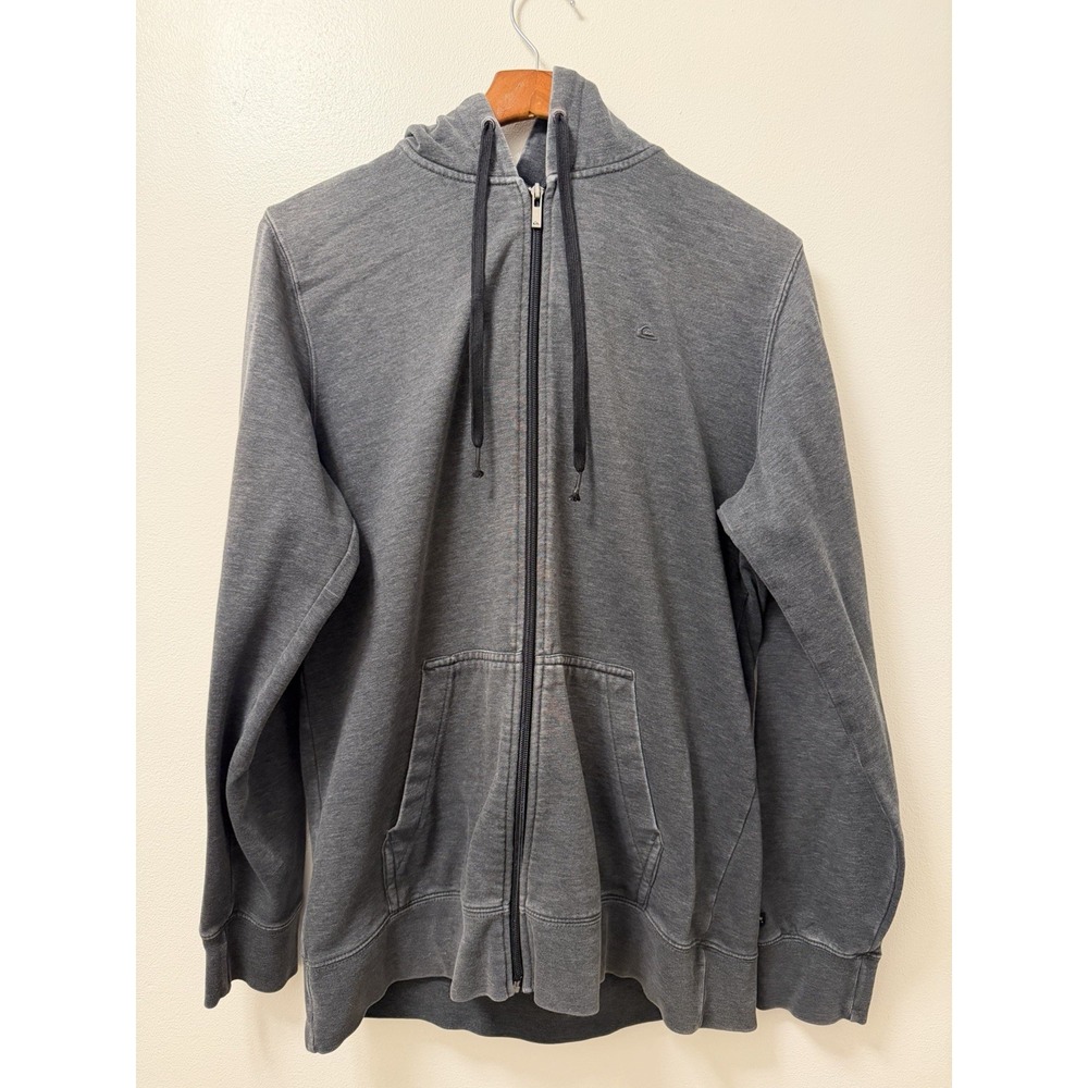 Y2K Quiksilver Full Zip Hoodie Men's Large Gray Grunge Streetwear Baggy Skater